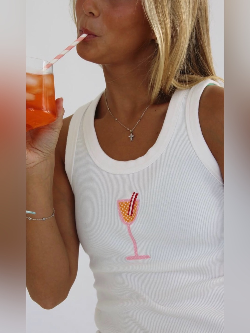 Embroidered Aperol Spritz tank top size small